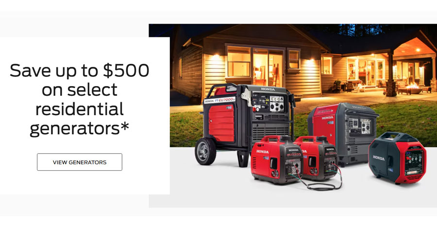 Honda generators, Ontario